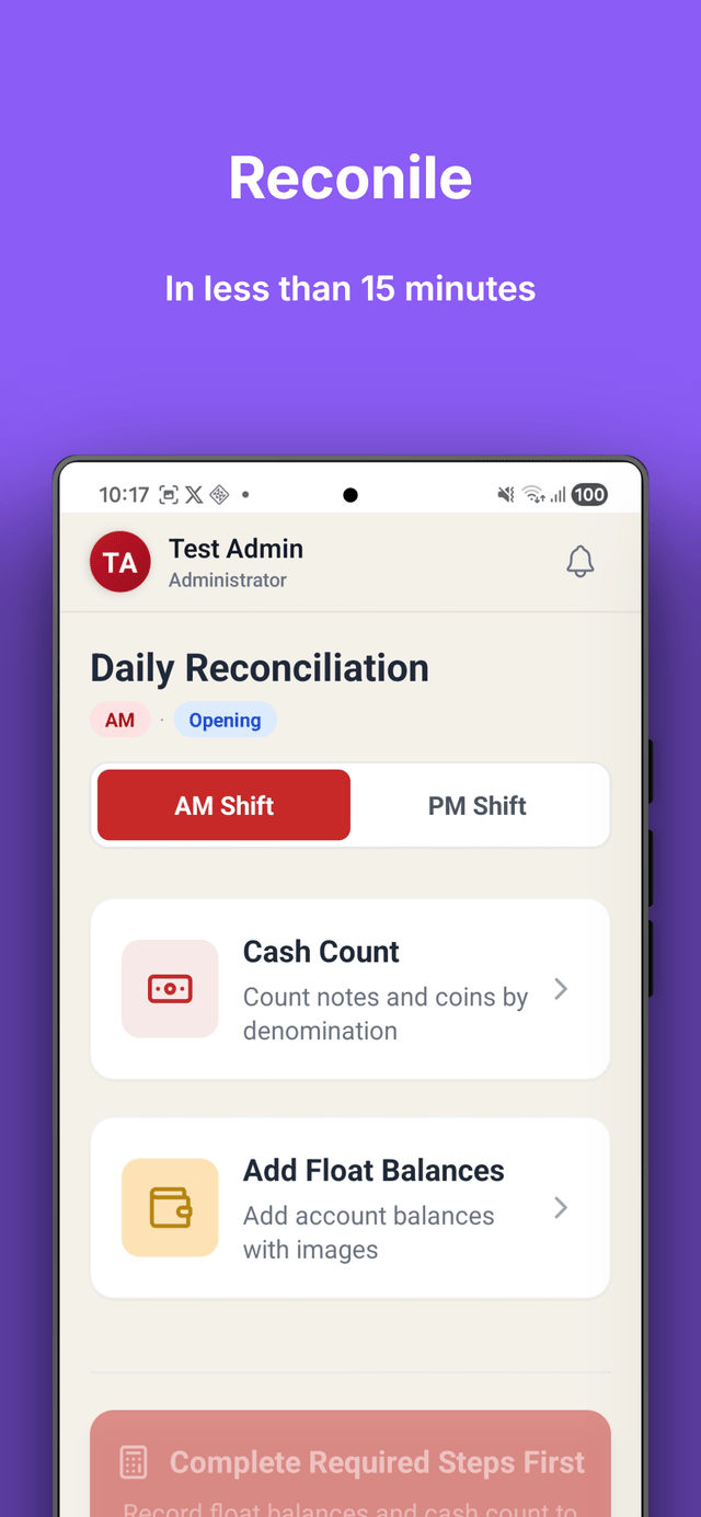 Accounts - All float accounts in one place